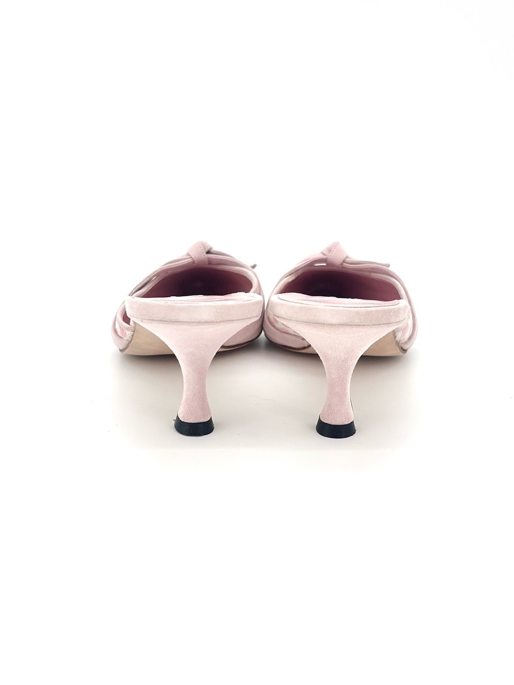 Manolo Blahnik Bow Pink Leopard Print Ponyhair Pointed Toe Kitten Heel Mules 41 - Picture 4 of 11